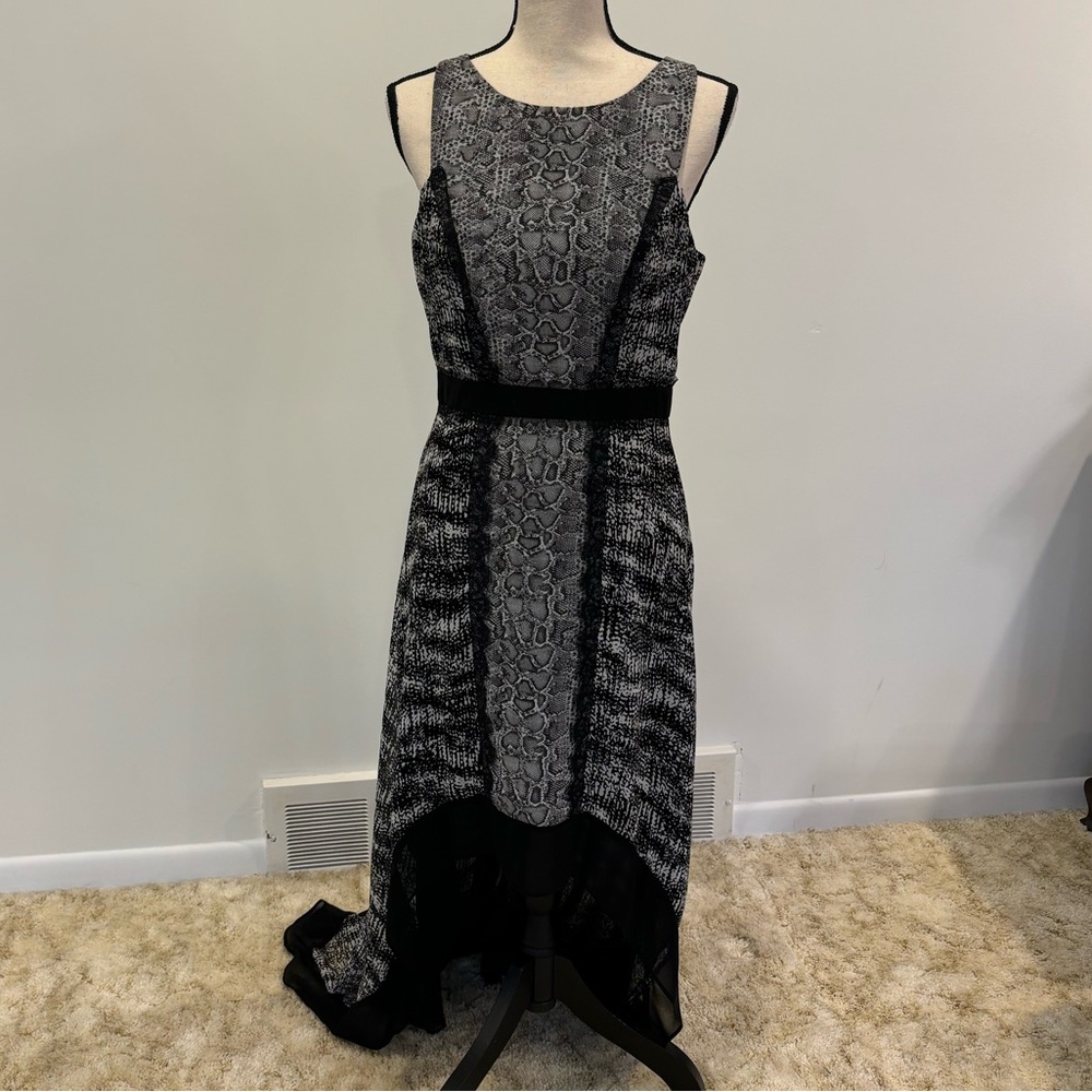 BCBG Snakeskin High Low Gown